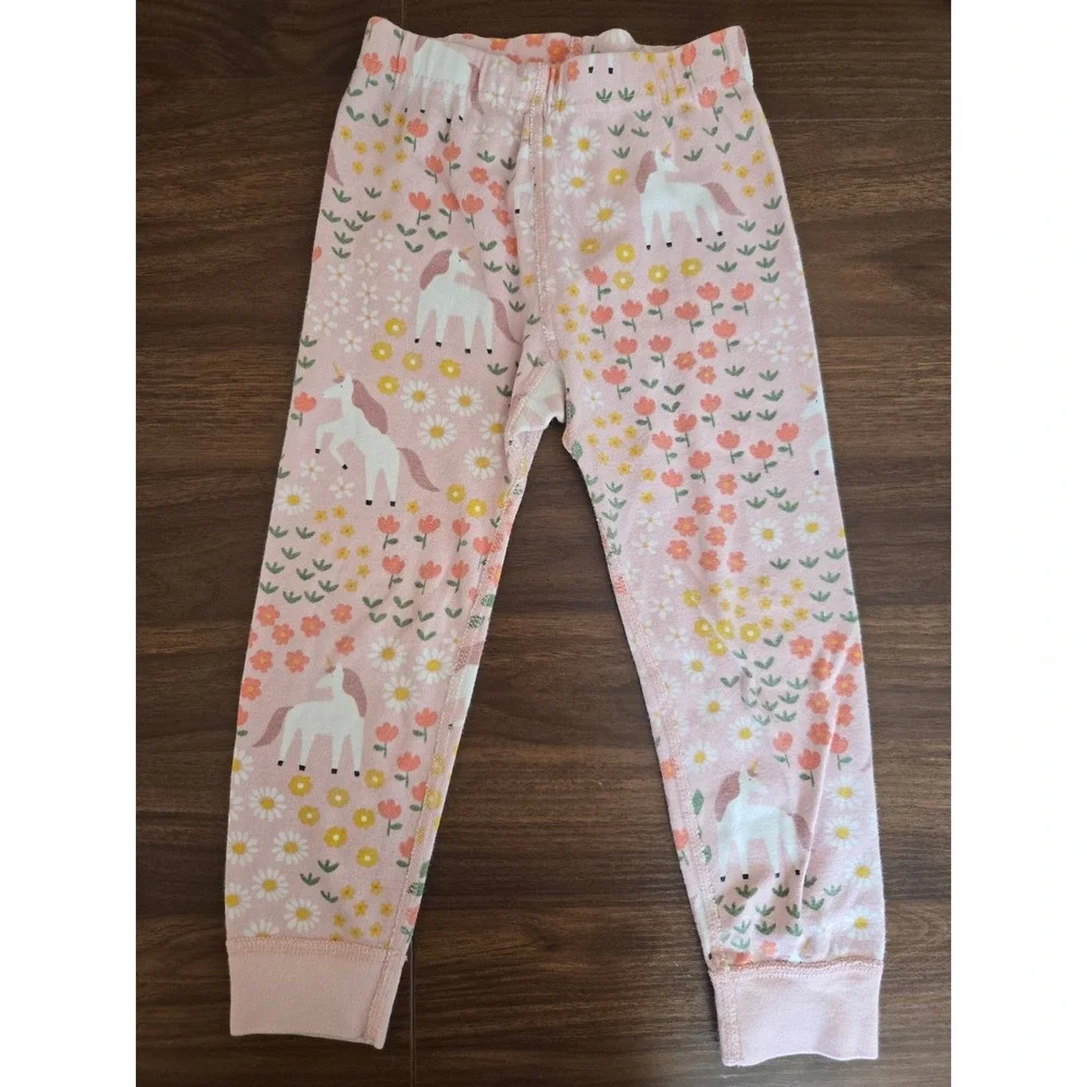 Hanna Andersson Pink Unicorn Floral Organic Cotton Pajama Set Kids 3T 90cm